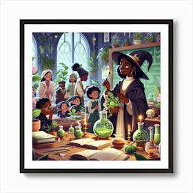 Flowers Witches And Wizards Art Print