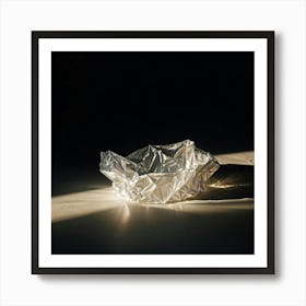 Crumpled Plastic Wrapper Foreground Contrasting Against A Pristine Dark Background Focus On Texture 2 1 Art Print