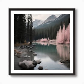 Pink Trees In The Mountains Gothic Soft Expressions Landscape Art Print
