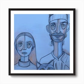 Couple And A Cat Art Print