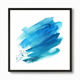 Blue Watercolor Brush Stroke Art Print