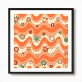 Waves Daisy Flowers Art Print