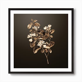 Gold Botanical Snowdrop Bush on Chocolate Brown n.4314 Art Print