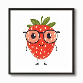 Strawberry With Glasses 1 Art Print