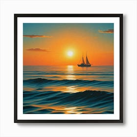 Sailboat At Sunset Art Print