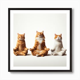 Three cats meditating 1 Art Print