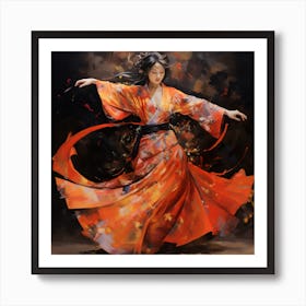 Artjuicebycsaba Japanese Traditional Gheisha Dancer Elaboarate Art Print