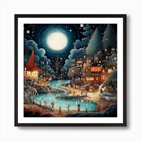 Night In The Village Art Print