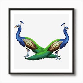 Peacocks Birds Animals Peafowls Peafowls Wildlife Nature Colorful Beak Feathers Plumage Art Print