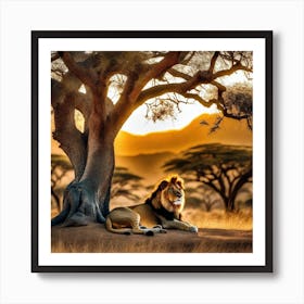 Lion Under The Tree 30 Art Print