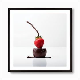 Artjuicebycsaba Chocolate Covered Strawbery Meets Japanese Zen Art Print