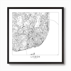 Lisbon Map Art Print