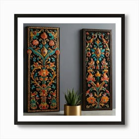 Two Carved Wall Panels Art Print