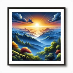 Sunset In The Mountains 21 Art Print