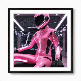 Futuristic Woman In Pink Suit 1 Art Print