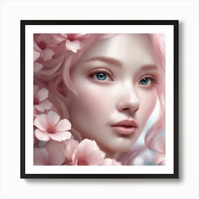 Beautiful Girl With Pink Hair 02 Art Print