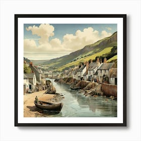 Beer Fishing Village In Devon England Vintage Art Print 1 Art Print