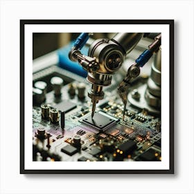 Robot Working On A Circuit Board 3 Art Print