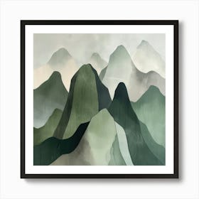 Japanese Watercolour Of Mount Hakuba 1 Art Print