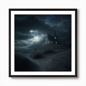 Dark Castle In The Night Art Print