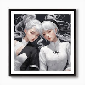 Two Girls With White Hair Art Print