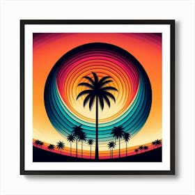 Sunset With Palm Trees 1 Art Print