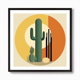 Rizwanakhan Simple Abstract Cactus Non Uniform Shapes Petrol 40 Art Print