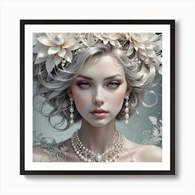Girl With Pearls Art Print