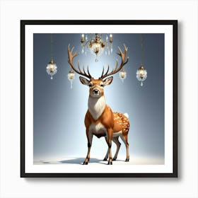 Deer With Chandeliers Art Print