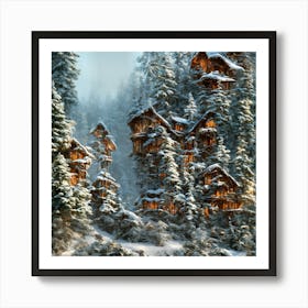 Winter Village Art Print