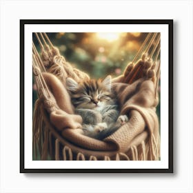 Kitten Sleeping In A Hammock 1 Art Print