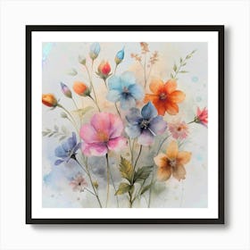 Watercolor Flowers Art Print