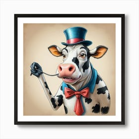 Cow In A Top Hat 3 Art Print