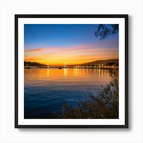 Firefly Scenic Evening Lights Over Tranquil Water Landscape 37288 (2) Art Print