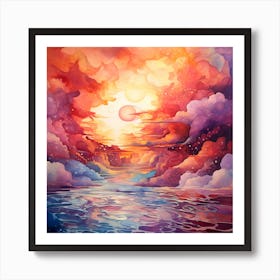 Sunset Over The Ocean 9 Art Print