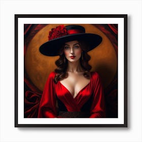 Beautiful Woman In Red Dress 17 Art Print
