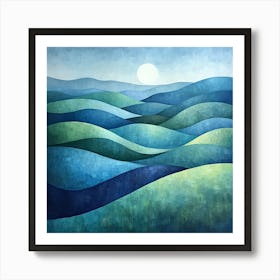 Moon And The Waves Canvas Print Art Print