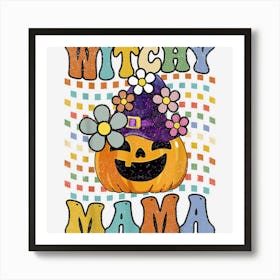 Witchy Mama Retro Groovy Halloween 70s 80s Mom Witch Costume Art Print