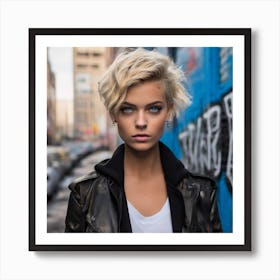 Portrait Of A Young Woman With Short Hair Art Print