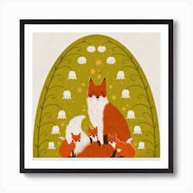 Fox Family Square Art Print