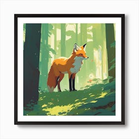 Fox In The Forest 43 Art Print