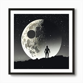 Astronaut and Moon Art Print