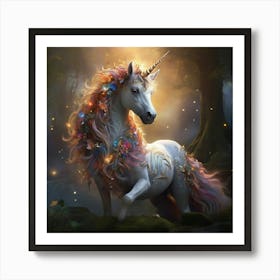 Unicorn In The Forest Art Print