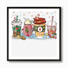 Nurse Christmas Coffee Lover Rn Er Nursing School Nurse Life Art Print