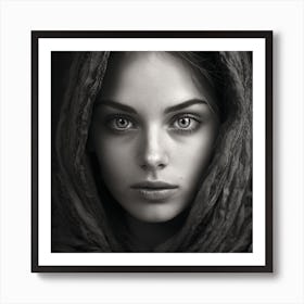 Black And White Portrait Of A Woman 2 Art Print