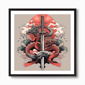 Dragon And Samurai Art Print