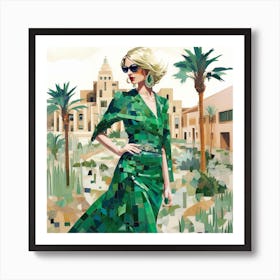 Woman In A Green Dress Art Print