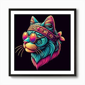 Hippie Cat Art Print