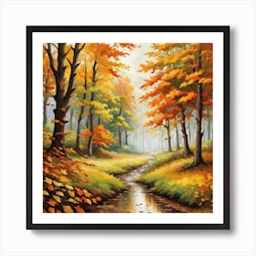 Forest In Autumn In Minimalist Style Square Composition 98 Art Print