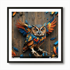 Owl With Feathers Art Print